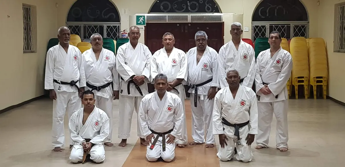 S.A. Budo Ryu Karate students and instructors together in the dojo
